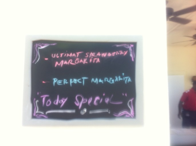 Drinks board at one of the little bars at Great Stirrup Cay, Bahamas