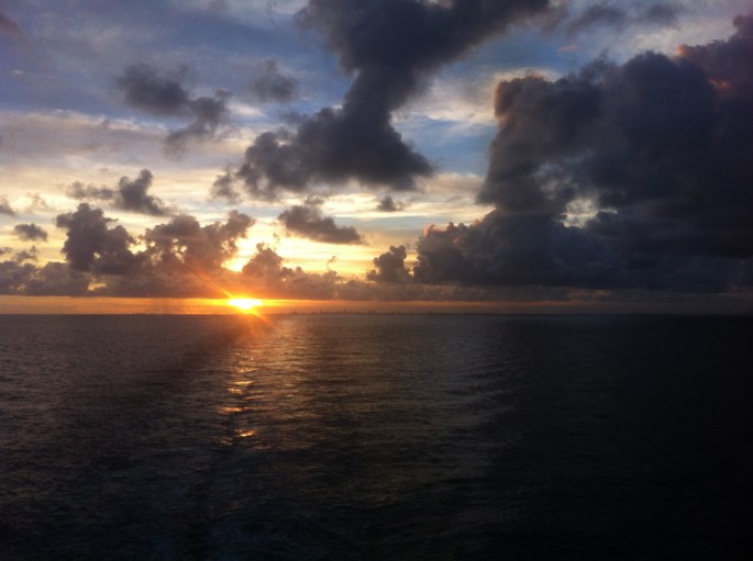 View of the skyline of Miami in the far distance as seen from the NCL Pearl on the 16 December 2012.