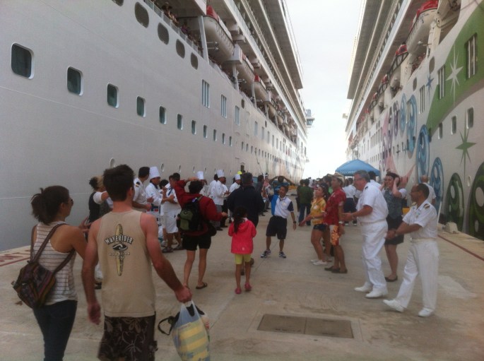 The most pleasant surprise of the entire cruise was this line of ship staff welcoming passengers back on board.  It was very entertaining and guests would dance down the aisle.  