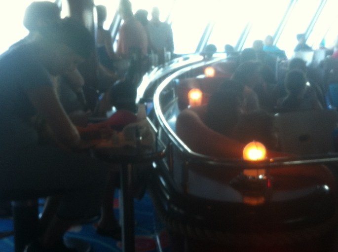 Passenger clips her nails and gives herself a manicure during bingo.