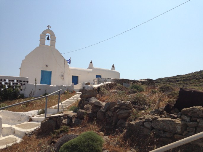Along the road to Ano Mera village on Mykonos were many small Greek chapels.