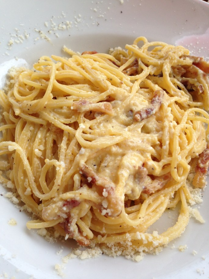The carbonara at Sloppy Sam's, Piazza Campo de Fiori, 9, 00186 Rome, Italy