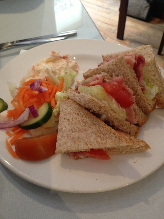 Bacon, Lettuce, Tomato & Mayonnaise sandwich at the Charles Rennie Mackintosh designed Willow Tea Room, Glasgow, Scotland.
