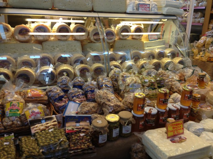 The municipal market was packed with all sorts of products and well worth a visit in Khania, Crete, Greece.