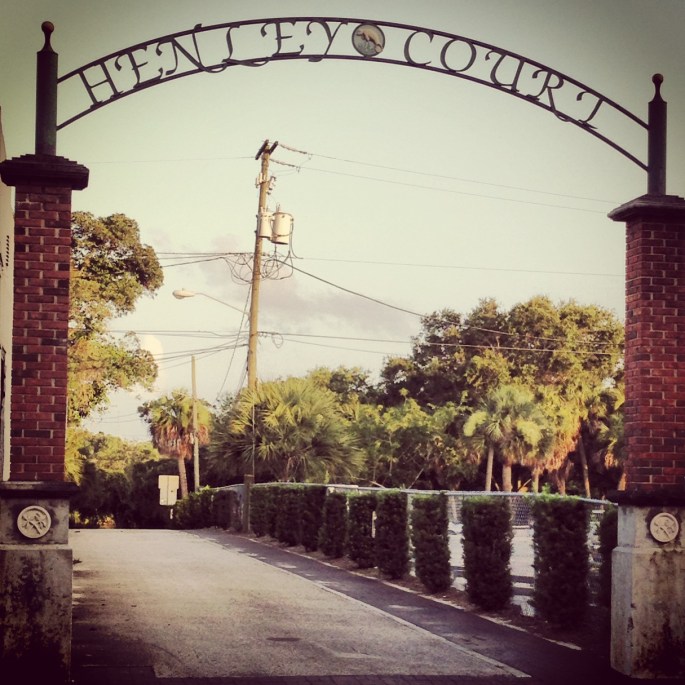 Great archway in downtown Melbourne, Florida for Henley Court.