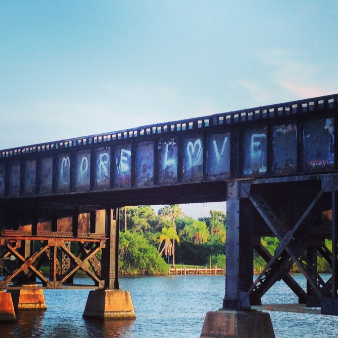 A view of the old railway bridge still in use in downtown Melbourne, Florida 