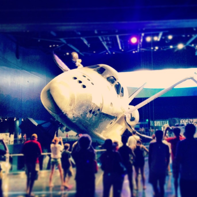 People marveled at seeing the Space Shuttle at the New Atlantis Experience, Kennedy Space Center, Titusville, Florida