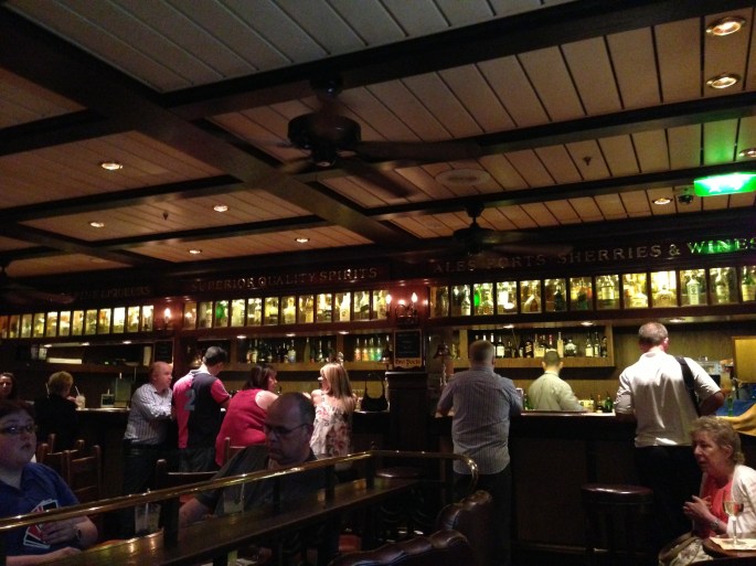 The really fun Two Poets Pub located on the Royal Promenade of the Royal Caribbean Navigator of the Seas. 