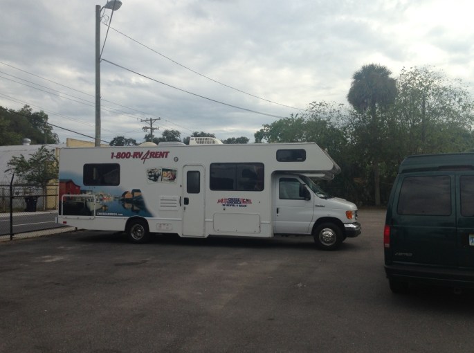 Here is the side of one of the units we saw at the Tampa location where we will drop off our RV.  This is the same as the one we will be renting on the one way special, except that ours will be new. 