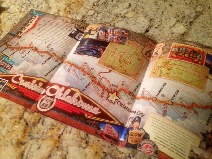 This is a great way to market Historic Route 66 with this fold out map in the guide. Really makes you want to go.