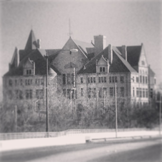 The Wayne County Courthouse on the approach to Richmond, Indiana along the National Road.