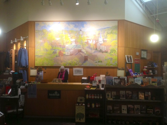 The desk at the Welcome Center ini Jonesborough, Tennessee.  A wide variety of historical books and items for purchase can be found here along with very friendly people ready to answer your questions.
