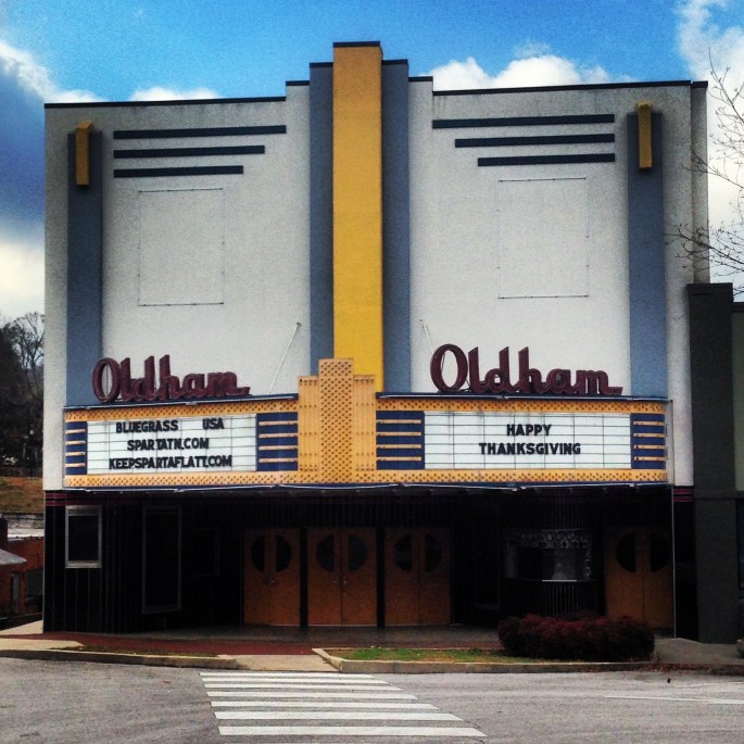 The 1930s cinema, the Oldham Theatre, now houses the Sparta Visitor's Center. 