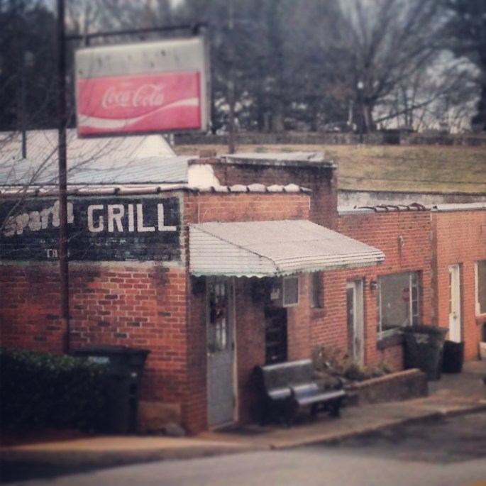 A view down the hill at the Sparta Grille in downtown Sparta, Tennessee. 