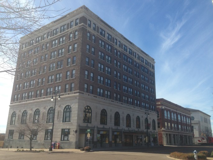 A nice restored building in downtown Jackson, Tennessee near the Courthouse.