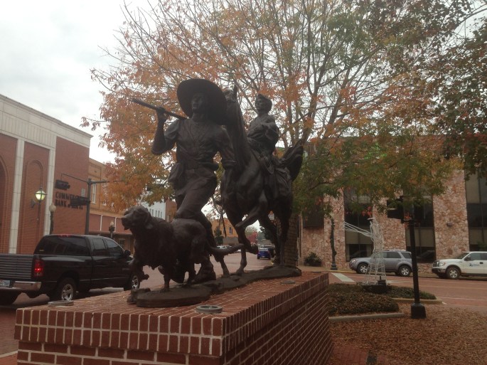 Just outside the visitors center is this bronze statue in Nacogdoches, Texas.
