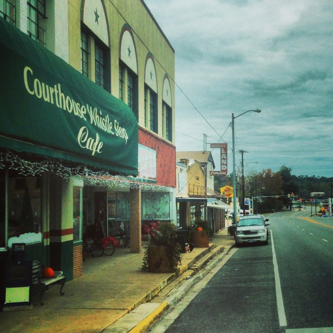 Downtown Livingston, Texas has some nice shops and this café by the courthouse for Tyler County, the Courthouse Whistle Stop Café.
