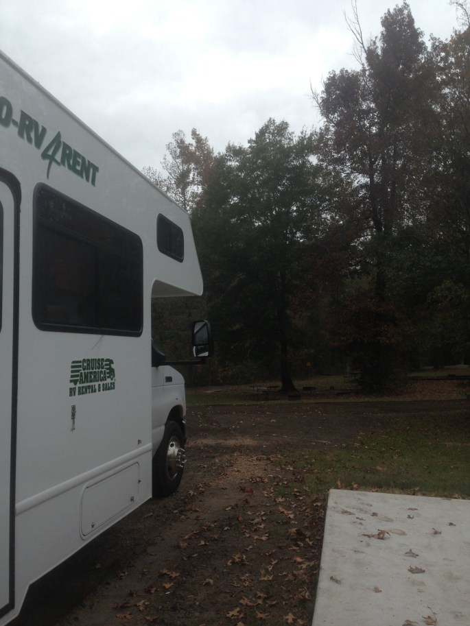 Our rented RV from Cruise America looked good at our campsite at the KOA Brookeland, Texas.