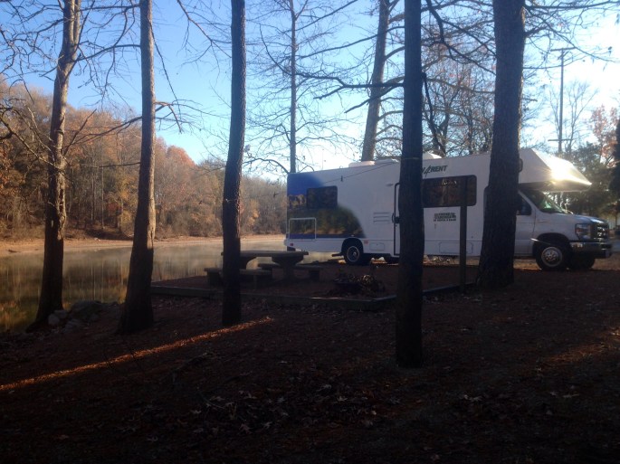 Our rented RV from Cruise America at the campsite along the Tennessee River at Beech Bend.