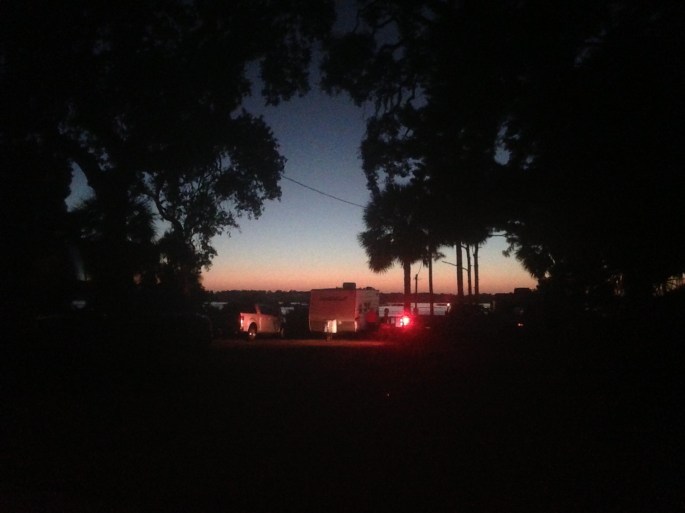 Some of the campsites are directly on the water.  This is a view of the sunset at the campground in Cedar Key, Florida.