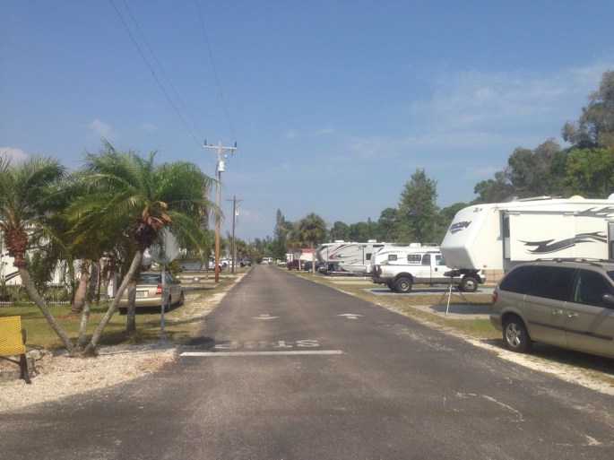 The main road at the KOA Pine Island.
