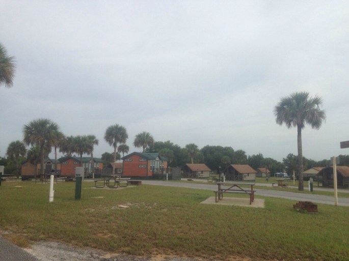 The camping cabins at the KOA SW Orlando are located on a ridge in the campground and would be the perfect place for a family gathering for anyone who doesn't have an RV.