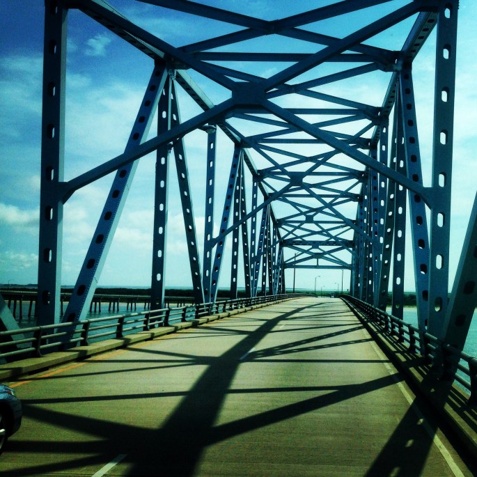 One the bridge portion of the Chesapeake Bay Bridge Tunnel with beautiful views.